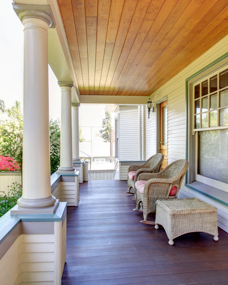 Front porch or patio of a home.